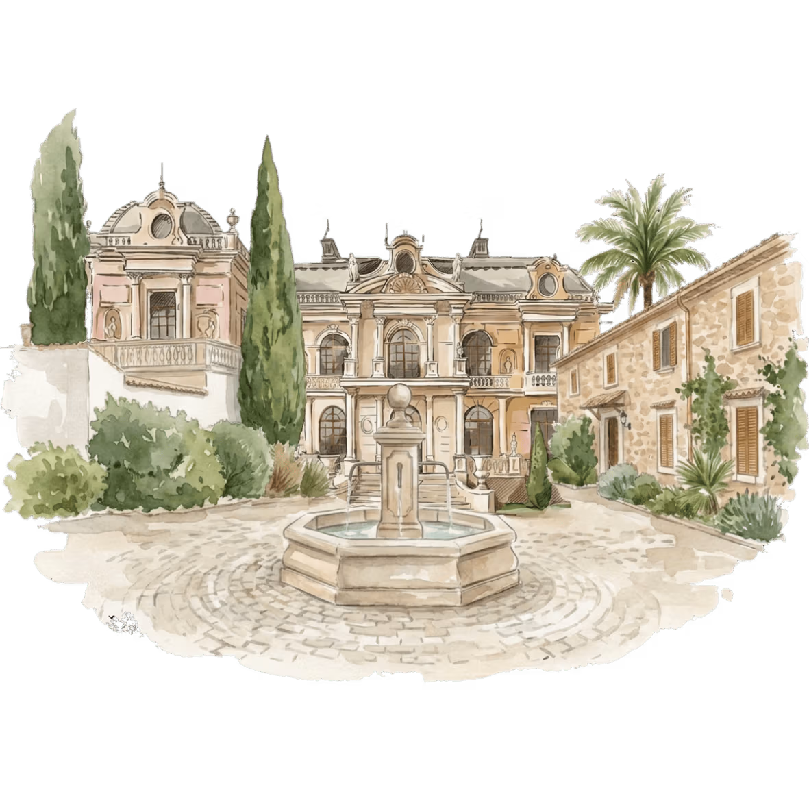 Illustration aquarelle du lieu de réception